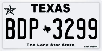 TX license plate BDP3299