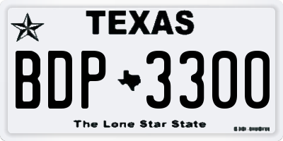 TX license plate BDP3300