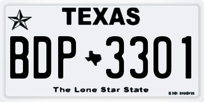 TX license plate BDP3301