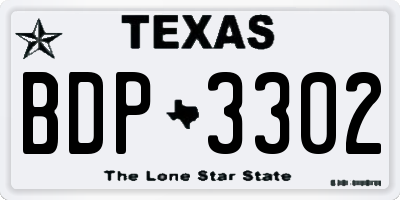 TX license plate BDP3302