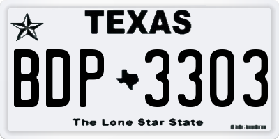 TX license plate BDP3303