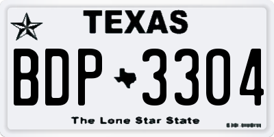 TX license plate BDP3304