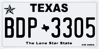 TX license plate BDP3305