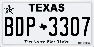 TX license plate BDP3307