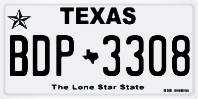 TX license plate BDP3308
