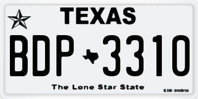 TX license plate BDP3310