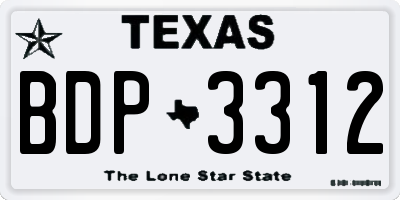 TX license plate BDP3312