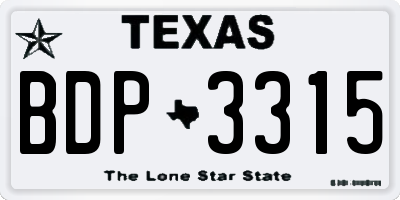 TX license plate BDP3315