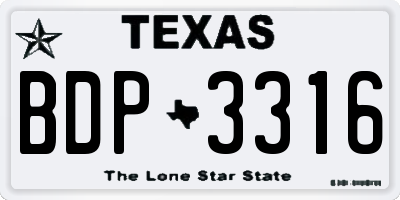 TX license plate BDP3316
