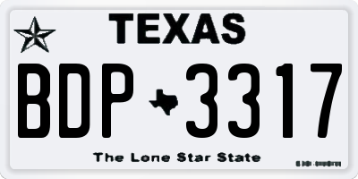 TX license plate BDP3317