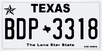 TX license plate BDP3318