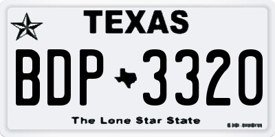 TX license plate BDP3320