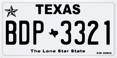 TX license plate BDP3321
