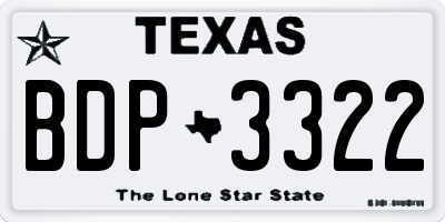 TX license plate BDP3322