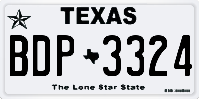 TX license plate BDP3324
