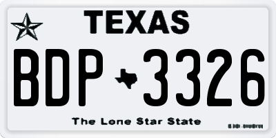 TX license plate BDP3326