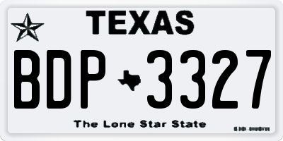 TX license plate BDP3327