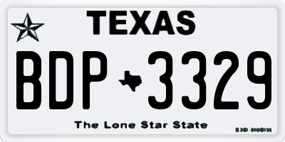 TX license plate BDP3329