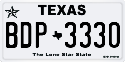 TX license plate BDP3330