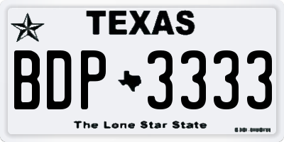TX license plate BDP3333