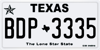 TX license plate BDP3335