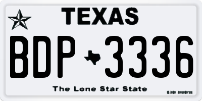 TX license plate BDP3336