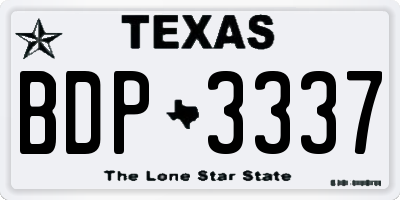 TX license plate BDP3337