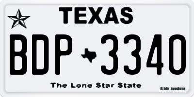TX license plate BDP3340