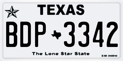 TX license plate BDP3342