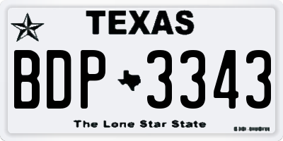 TX license plate BDP3343