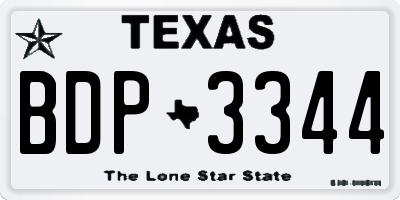 TX license plate BDP3344