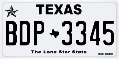 TX license plate BDP3345