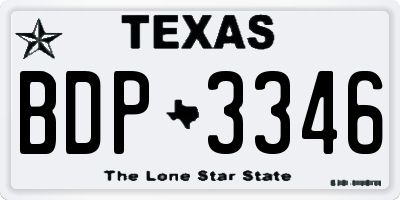 TX license plate BDP3346