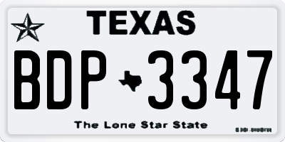 TX license plate BDP3347