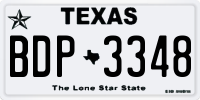 TX license plate BDP3348