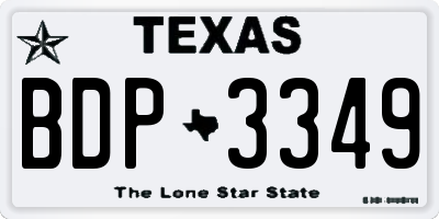 TX license plate BDP3349
