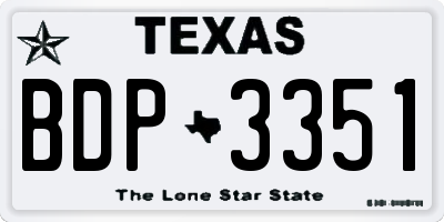 TX license plate BDP3351
