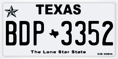 TX license plate BDP3352