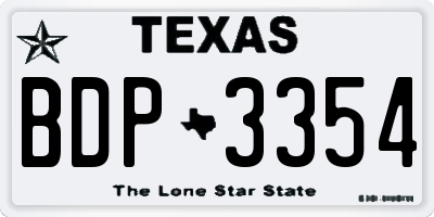 TX license plate BDP3354