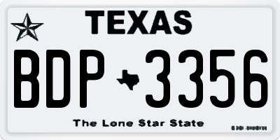 TX license plate BDP3356