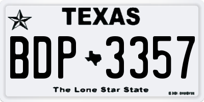 TX license plate BDP3357