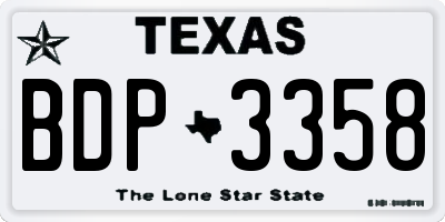 TX license plate BDP3358