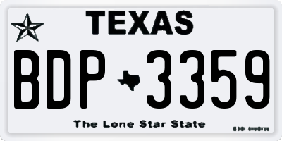 TX license plate BDP3359