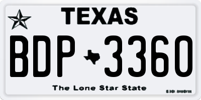 TX license plate BDP3360