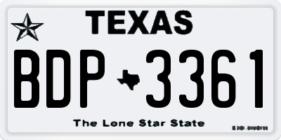 TX license plate BDP3361