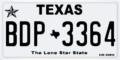 TX license plate BDP3364