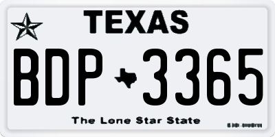 TX license plate BDP3365