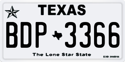 TX license plate BDP3366