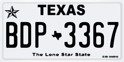TX license plate BDP3367