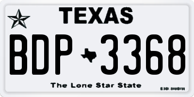 TX license plate BDP3368